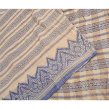 Load image into Gallery viewer, Sanskriti Vintage Sarees Ivory/Blue Pure Cotton Printed Sari 5yd Craft Fabric

