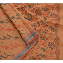 Load image into Gallery viewer, Sanskriti Vintage Cotton Saree Brown Printed Sari Craft 5 Yard Floral Fabric
