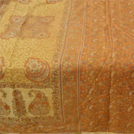 Sanskriti Vintage Mustard Sarees 100% Pure Silk Printed Fabric Craft 5 Yard Sari