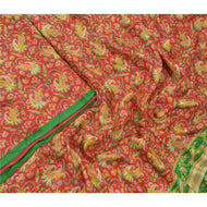 Sanskriti Vintage Indian Sarees Pure Silk Floral Printed Sari Craft 5YD Fabric