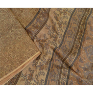 Sanskriti Vintage Green Sarees Pure Silk Floral Printed Sari 5yd Craft Fabric