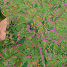 Load image into Gallery viewer, Sanskriti Vintage Indian Green Sarees Pure Silk Printed Sari 5yd Craft Fabric
