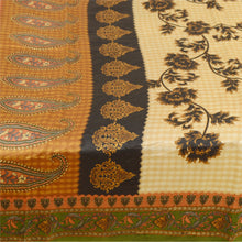 Load image into Gallery viewer, Sanskriti Vintage Brown Indian Sarees Pure Silk Printed Sari Floral Craft Fabric
