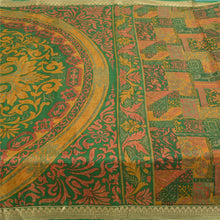 Load image into Gallery viewer, Sanskriti Vintage green Printed Sarees Pure Silk Sari floral 5YD Craft Fabric
