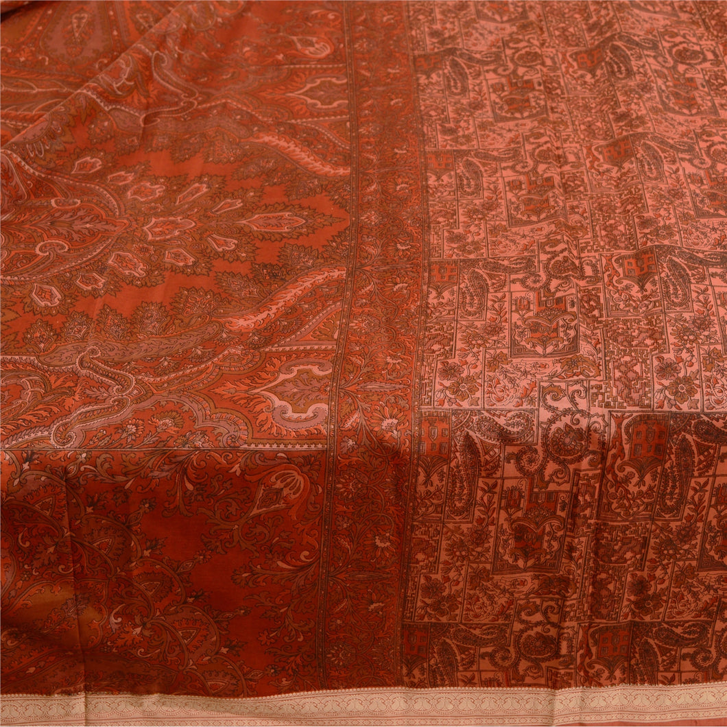 Sanskriti Vintage Pink Indian Sarees Pure Silk Printed Sari Soft Craft Fabric
