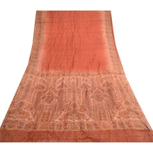 Load image into Gallery viewer, Sanskriti Vintage Dark Red Sarees Pure Silk Printed Sari 5yd Floral Craft Fabric
