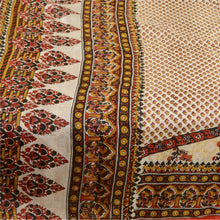 Load image into Gallery viewer, Sanskriti Vintage Cream Sarees Pure Silk Printed Sari 5yd Floral Craft Fabric
