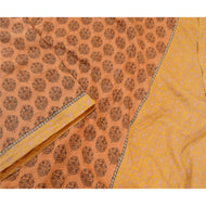 Sanskriti Vintage Orange Sarees 100% Pure Silk Printed Sari Soft Craft Fabric