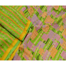 Load image into Gallery viewer, Sanskriti Vintage Green Printed Sarees Pure Silk Soft Sari Floral Craft Fabric
