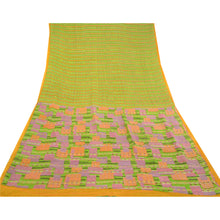 Load image into Gallery viewer, Sanskriti Vintage Green Printed Sarees Pure Silk Soft Sari Floral Craft Fabric
