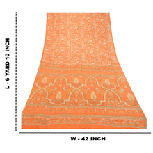 Load image into Gallery viewer, Sanskriti Vintage Orange Printed Sarees Pure Silk Soft Sari Floral Craft Fabric
