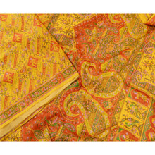 Load image into Gallery viewer, Sanskriti Vintage Yellow 100% Pure Silk Printed Sarees Sari Floral Craft Fabric
