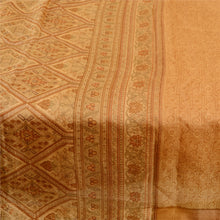 Load image into Gallery viewer, Sanskriti Vintage Saffron 100% Pure Silk Print Sarees Sari Floral Craft Fabric
