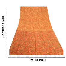 Load image into Gallery viewer, Sanskriti Vintage Green 100% Pure Silk Printed Sarees Sari Floral Craft Fabric

