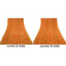 Load image into Gallery viewer, Sanskriti Vintage Orange Sarees Pure Silk Printed Woven Sari Craft Fabric
