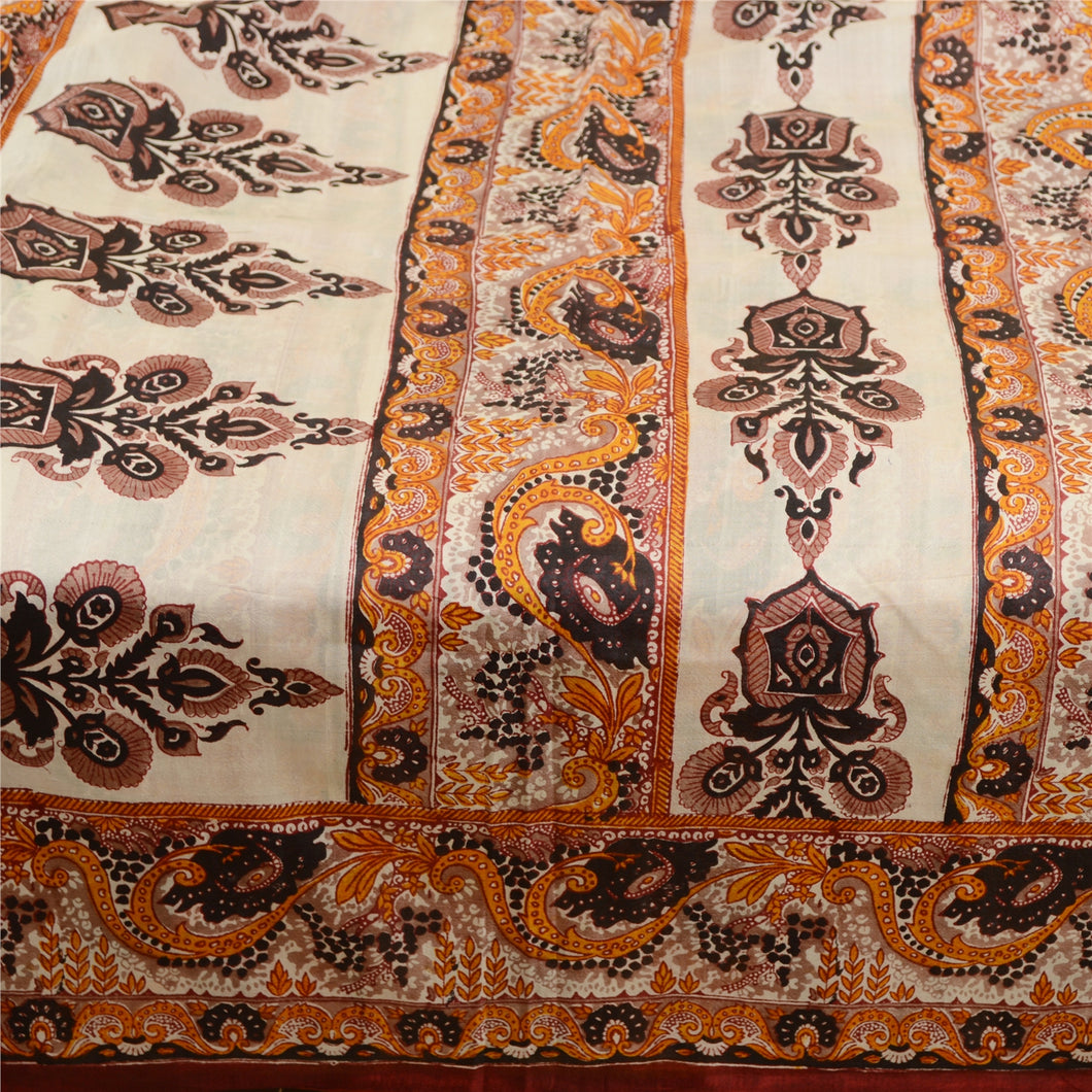 Sanskriti Vintage Multi Sarees 100% Pure Silk Printed Sari 5yd Soft Craft Fabric