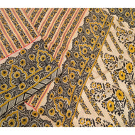 Sanskriti Vintage Black Sarees 100% Pure Silk Printed Sari 5yd Soft Craft Fabric