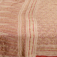 Sanskriti Vintage Red Sarees 100% Pure Silk Printed Sari Soft 5yd Craft Fabric