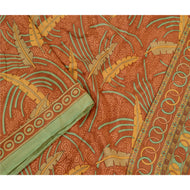 Sanskriti Vintage Brown Sarees Indian Pure Silk Printed Sari Soft Craft Fabric