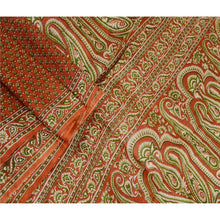 Load image into Gallery viewer, Sanskriti Vintage Orange 100% Sarees Pure Silk Printed Sari Floral Craft Fabric
