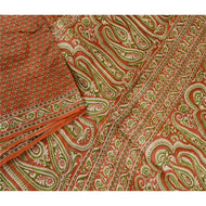 Sanskriti Vintage Orange 100% Sarees Pure Silk Printed Sari Floral Craft Fabric