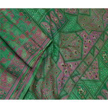 Load image into Gallery viewer, Sanskriti Vintage Green Indian Sarees 100% Pure Silk Printed Sari Craft Fabric
