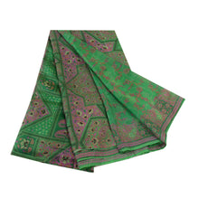 Load image into Gallery viewer, Sanskriti Vintage Green Indian Sarees 100% Pure Silk Printed Sari Craft Fabric
