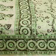 Sanskriti Vintage Green Indian Sarees Pure Silk Printed Sari Soft Craft Fabric