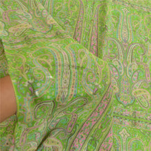Load image into Gallery viewer, Sanskriti Vintage Green Sarees Printed 100% Pure Silk Sari 5yd Soft Craft Fabric
