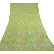 Load image into Gallery viewer, Sanskriti Vintage Green Sarees Printed 100% Pure Silk Sari 5yd Soft Craft Fabric
