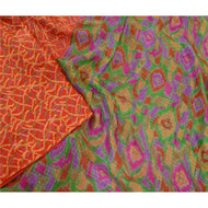 Sanskriti Vintage Red Sarees 100% Pure Silk Printed Sari Decor 5yd Craft Fabric