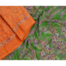 Load image into Gallery viewer, Sanskriti Vintage Orange Sarees 100% Pure Silk Printed Sari Soft Craft Fabric
