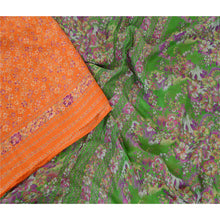 Load image into Gallery viewer, Sanskriti Vintage Orange Sarees 100% Pure Silk Printed Sari Soft Craft Fabric
