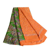 Load image into Gallery viewer, Sanskriti Vintage Orange Sarees 100% Pure Silk Printed Sari Soft Craft Fabric
