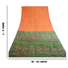 Load image into Gallery viewer, Sanskriti Vintage Orange Sarees 100% Pure Silk Printed Sari Soft Craft Fabric
