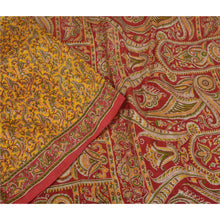 Load image into Gallery viewer, Sanskriti Vintage Sarees Yellow Indian Pure Silk Printed Sari 5yd Craft Fabric
