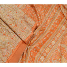 Load image into Gallery viewer, Sanskriti Vintage Sarees Orange 100% Pure Silk Printed Sari Floral Craft Fabric
