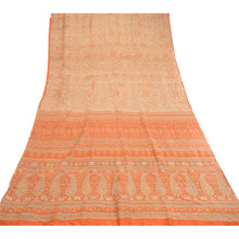 Load image into Gallery viewer, Sanskriti Vintage Sarees Orange 100% Pure Silk Printed Sari Floral Craft Fabric
