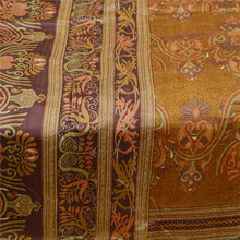 Load image into Gallery viewer, Sanskriti Vintage Sarees Brown Indian Pure Silk Printed Sari 5yd Craft Fabric

