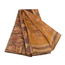 Load image into Gallery viewer, Sanskriti Vintage Sarees Brown Indian Pure Silk Printed Sari 5yd Craft Fabric
