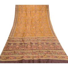 Load image into Gallery viewer, Sanskriti Vintage Sarees Brown Indian Pure Silk Printed Sari 5yd Craft Fabric
