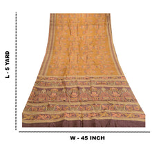 Load image into Gallery viewer, Sanskriti Vintage Sarees Brown Indian Pure Silk Printed Sari 5yd Craft Fabric
