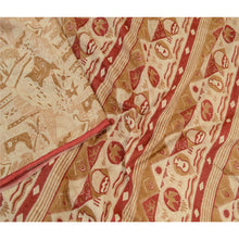 Load image into Gallery viewer, Sanskriti Vintage Sarees Brown 100% Pure Silk Printed Sari 5yd Soft Craft Fabric
