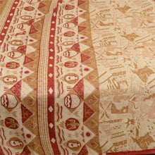 Load image into Gallery viewer, Sanskriti Vintage Sarees Brown 100% Pure Silk Printed Sari 5yd Soft Craft Fabric
