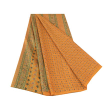 Load image into Gallery viewer, Sanskriti Vintage Sarees Mustard Pure Silk Printed Sari Floral Soft Craft Fabric

