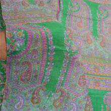 Load image into Gallery viewer, Sanskriti Vintage Sarees Indian Green 100% Pure Silk Printed Sari Craft Fabric
