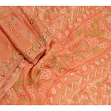 Load image into Gallery viewer, Sanskriti Vintage Peach Sarees 100% Pure Silk Printed Sari Craft 5 Yard Fabric
