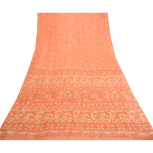 Load image into Gallery viewer, Sanskriti Vintage Peach Sarees 100% Pure Silk Printed Sari Craft 5 Yard Fabric
