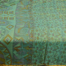 Load image into Gallery viewer, Sanskriti Vintage Sarees Green Pure Silk Printed Zari Border Sari Craft Fabric
