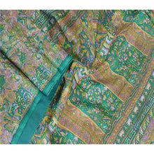 Load image into Gallery viewer, Sanskriti Vintage Sarees Indian Green 100% Pure Silk Printed Sari Craft Fabric
